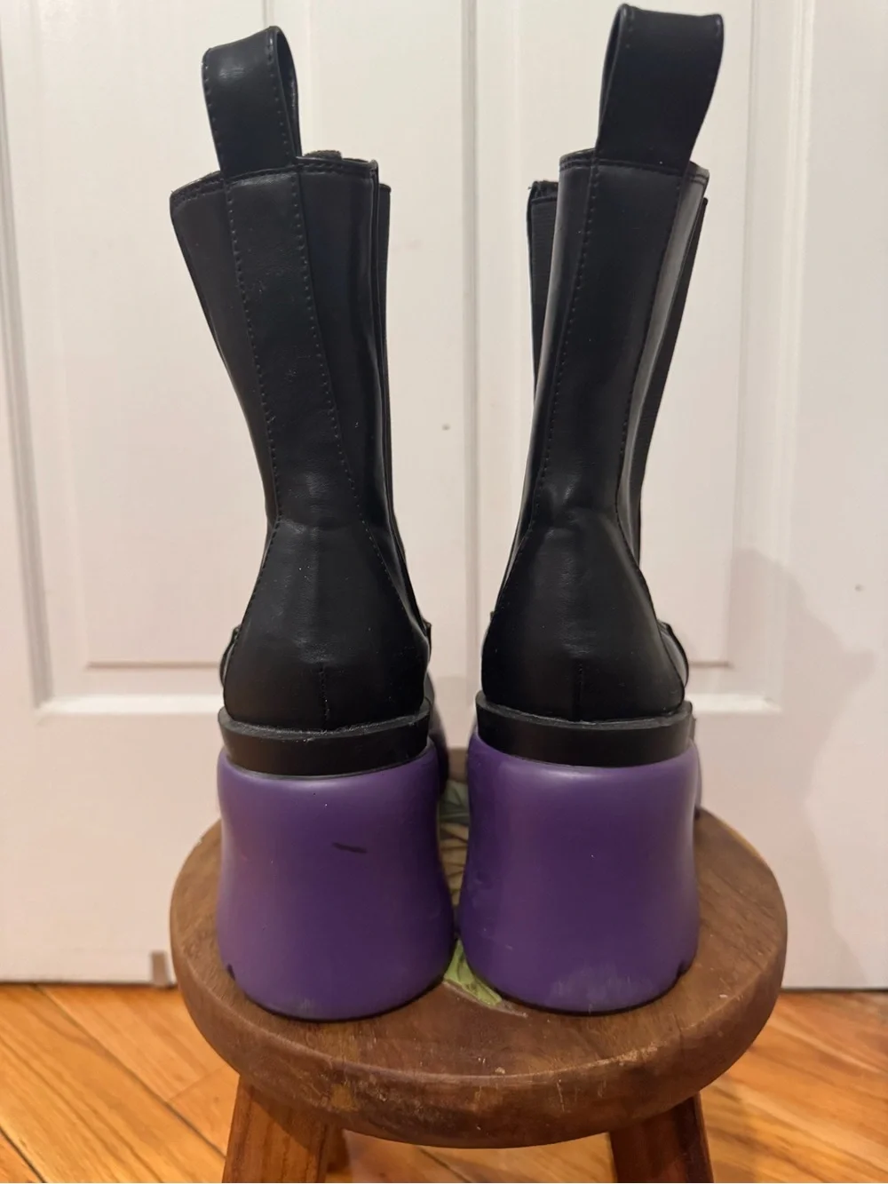 Forever 21 Black Chelsea Platform Boots with Purple Soles